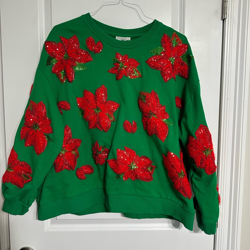 Queen of Sparkles - Poinsettia Sweatshirt